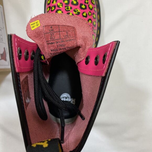 Dr Martens 1460 Leopard Pink Water Repellent Leather Boot Lace Up Women US 6 - Picture 8 of 14